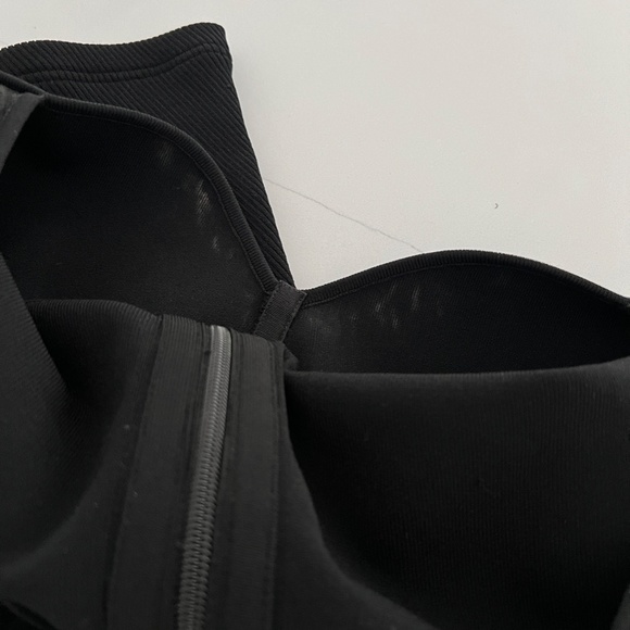 Herve Leger Black Ruffle Sheer Sleeve Corset Midi Dress Evening Cocktail Holiday - Picture 12 of 16